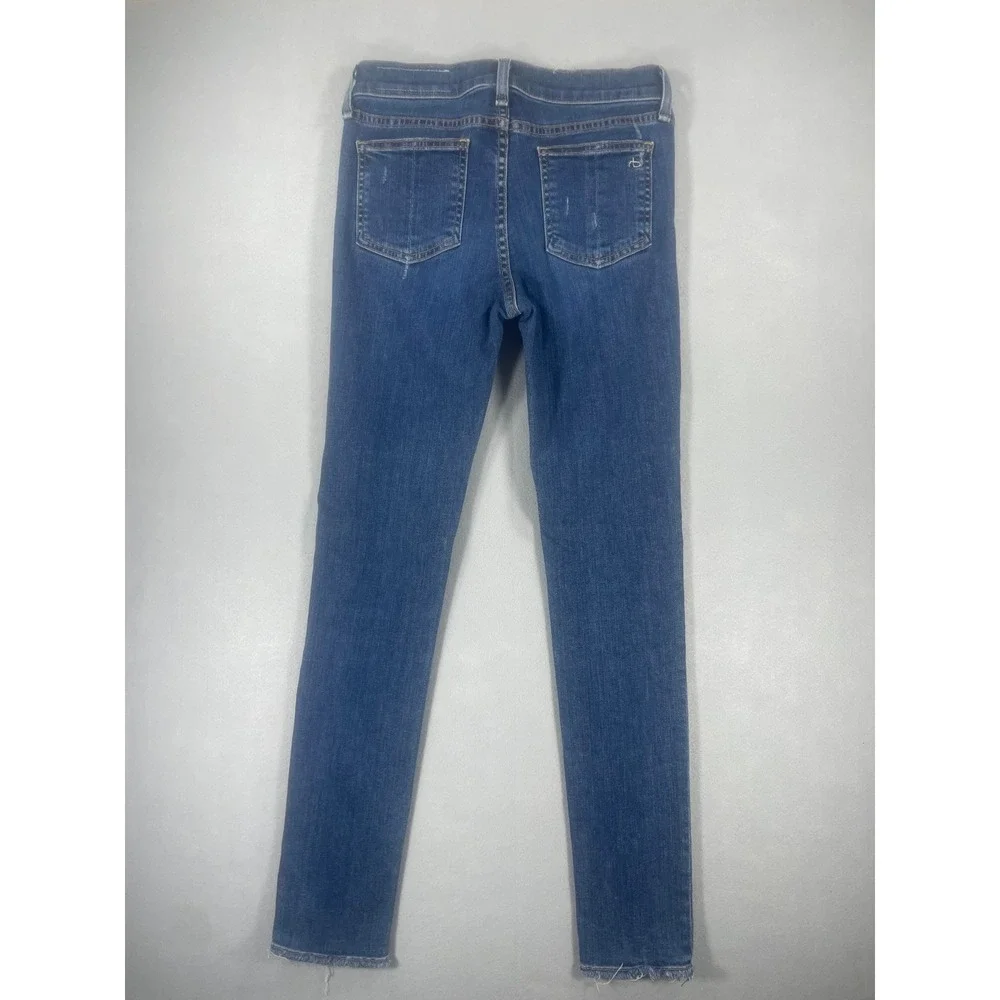 Rag & Bone JEAN Skinny Jeans La Paz Blue Distressed Raw Hem W1502K520LAP Size 25
